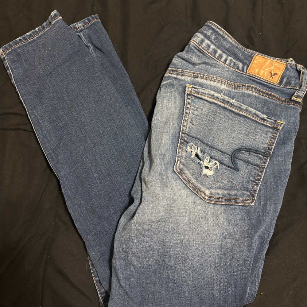 American Eagle Outfitters Blue Skinny Jeans with holes